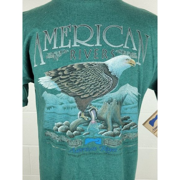 Vtg HL Miller Gold American River Bald Eagle Tshirt Ohiopyle Single Stitch L - Picture 2 of 11